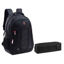 Kit Mochila Escolar Notebook SBFP-6207 e Estojo Académie Preto - Fuseco