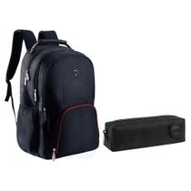Kit Mochila Escolar Notebook Sbfp-6221 E Estojo Académie Preto - Fuseco