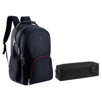 Kit Mochila Escolar Notebook Sbfp-6221 E Estojo Académie Preto - Fuseco