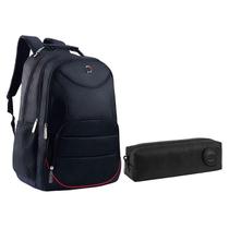 Kit Mochila Escolar Notebook SBFP-6222 e Estojo Académie Preto - Fuseco