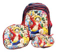 Kit Mochila Escolar One Piece Menino Rodinhas Kit Mochila Escolar One Piece Menino Rodinhas