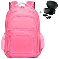 Kit Mochila Escolar Passeio Trabalho Viagens + Fone de Ouvido Via Bluetooth