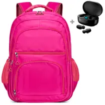 Kit Mochila Escolar Passeio Trabalho Viagens + Fone de Ouvido Via Bluetooth