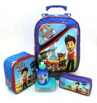 Kit Mochila Escolar Patrulha Canina 2 Bolsos Rodinhas G F5