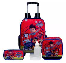 Kit Mochila Escolar Patrulha Canina De Rodinha, Estorjo e Lancheira Térmica