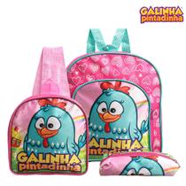 Kit Mochila Escolar Pequena Galinha Pintadinha Mini Costa