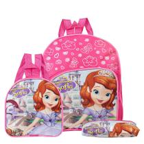 Kit Mochila Escolar Pequena Princesa Sofia Desenho Costas Kit Mochila Escolar Pequena Princesa Sofia Desenho Costas