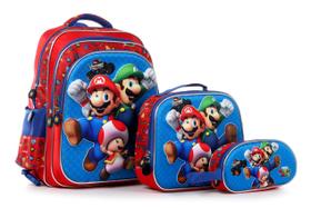 Kit Mochila Escolar Personagens Com Lancheira e Estojo - MEGA vARIEDADE