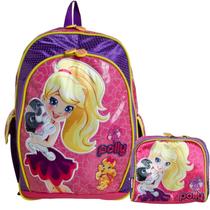 Kit Mochila Escolar Polly Pocket Infantil Costas Tam G Reforçada Sestini Lancheira Térmica