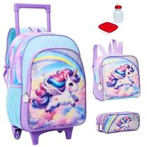 Kit Mochila Escolar Pônei Rodinhas 2 em 1 Tam G Infantil