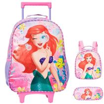 Kit Mochila Escolar Princesa Ariel Rodinha Tam G Infantil Kit Mochila Escolar Princesa Ariel Rodinha Tam G Infantil