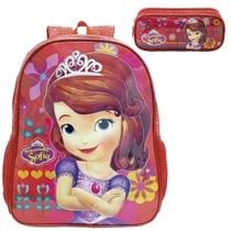 Kit Mochila Escolar Princesa Sofia Infantil Tam G Costas