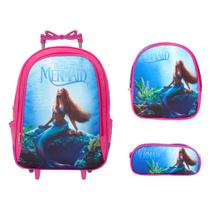 Kit Mochila Escolar Rodinha Ariel Com Lancheira Infantil