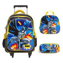 Kit Mochila Escolar Rodinha Batman Com Lancheira e Estojo