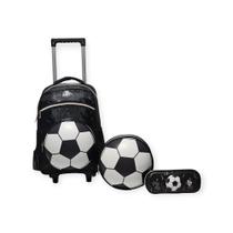 Kit Mochila Escolar Rodinha Bola Menino 3d Alto Relevo