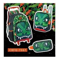 Kit Mochila Escolar Rodinha Dinossauro Lancheira + Estojo Kit Mochila Escolar Rodinha Dinossauro Lancheira + Estojo