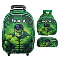 Kit Mochila Escolar Rodinha Estojo Lancheira, Hulk Kit Mochila Escolar Rodinha Estojo Lancheira, Hulk
