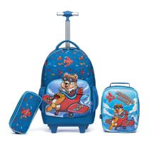 Kit Mochila Escolar Rodinha Infantil Estojo Lancheira