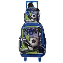 Kit Mochila Escolar Rodinha Infantil Lancheira Bola Soccer 18