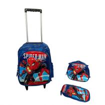 Kit Mochila Escolar Rodinha Infantil Menino Homem Aranha