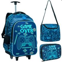 Kit Mochila Escolar Rodinha Junvenil Meninos Game Star Play