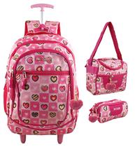 Kit Mochila Escolar Rodinha Lancheira e Estojo Infantil - F&G Classic