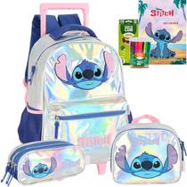 Kit Mochila Escolar Rodinha Stitch Metalizada Brilhosa Promo Kit Mochila Escolar Rodinha Stitch Metalizada Brilhosa Promo