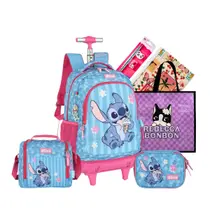 Kit Mochila Escolar Rodinhas Disney Stitch Personalizado Original 2026