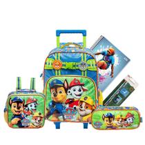 Kit Mochila Escolar Rodinhas e Alças Patrulha Canina Menino Original