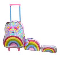 Kit Mochila Escolar Rodinhas Gato Kwaii - Denlex