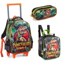 Kit Mochila Escolar Rodinhas Grande Escolar Infantil com Lancheira Térmica e Estojo Grande Menino Reforçada Acolchoada