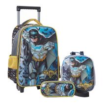 Kit Mochila Escolar Rodinhas Hero Reforçada Meninos Grande