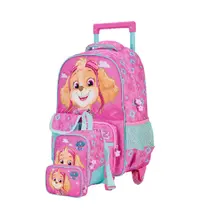 Kit Mochila Escolar Rodinhas Infantil Meninas Lancheira Estojo Box Patrulha Canina Skye