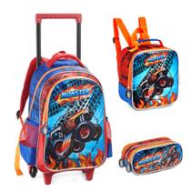Kit Mochila Escolar Rodinhas Infantil Menino Extreme Racing