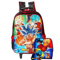 Kit Mochila Escolar Rodinhas + Lancheira Dragon Ball Super