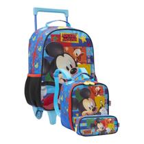Kit Mochila Escolar Rodinhas + Lancheira + Estojo Mickey Minnie Kit Mochila Escolar Rodinhas + Lancheira + Estojo Mickey Minnie