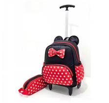 Kit mochila escolar rodinhas meninas de 2 a 5 anos de idade Minnie Mouse