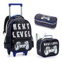 Kit Mochila Escolar Rodinhas Meninos Game Next Level Grande