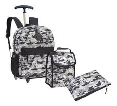 Kit Mochila Escolar Rodinhas Meninos Game Over Camuflada G