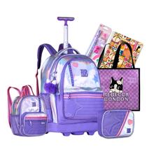 Kit Mochila Escolar Rodinhas Rebecca Bonbon Holográfica Juvenil Meninas Completa 2026