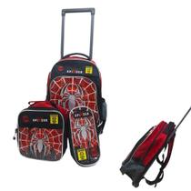 Kit Mochila Escolar Rodinhas Spider Area - Denlex Kit Mochila Escolar Rodinhas Spider Area - Denlex
