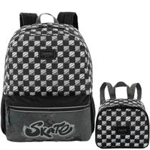 Kit Mochila Escolar Skate Plus Costas Preta Tam G Infantil Com Lancheira Térmica