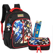 Kit Mochila Escolar Sonic Luxcel Menino Com Estojo Original