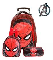 Kit Mochila Escolar Spider Man Rodinha Com Lancheira Estojo