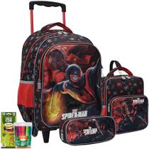 Kit Mochila Escolar SpiderMan Preto Miles Morales Original