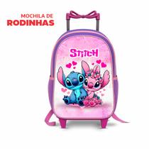 Kit mochila escolar Stitch Angel com lancheira e Estojo - Carrinho com rodinhas - menina - feminino Cor:SOMENTE Mochila