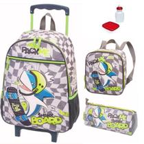 Kit Mochila Escolar Tubarão Shark Infantil Rodinhas Tam G