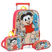 kIT MOCHILA ESCOLAR TURMA DA MONICA COM LANCHEIRA E PORTA LAPIS LUXCEL