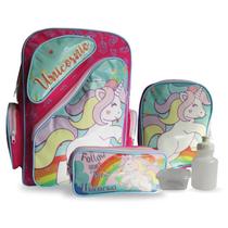 Kit Mochila Escolar Unicornio Fantasi Com Lancheira E Estojo - sm