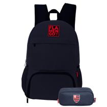 Kit Mochila Esportiva Costas Flamengo Escolar Estojo Duplo